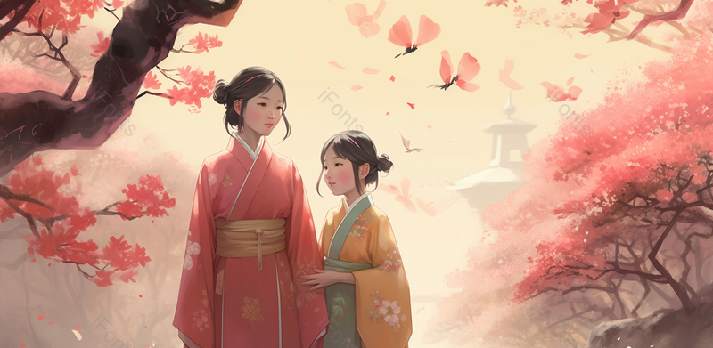 春天中国风手绘插画背景,插画/手绘图,插画/手绘图库,插画/手绘图下载,插画/手绘